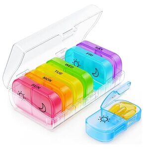 Weekly 7-Day Pill Organizer Travel Case - Multicolor